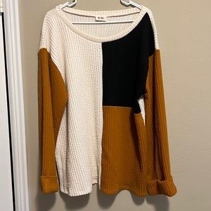 Color Block Sweater (Cream, tan, & black)